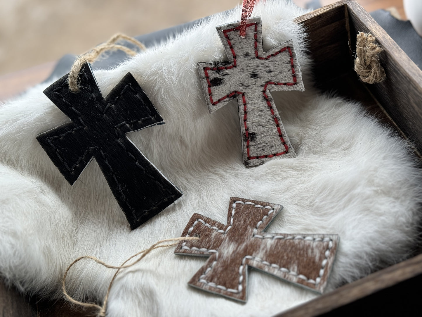 RTS Cowhide Ornament- Cross