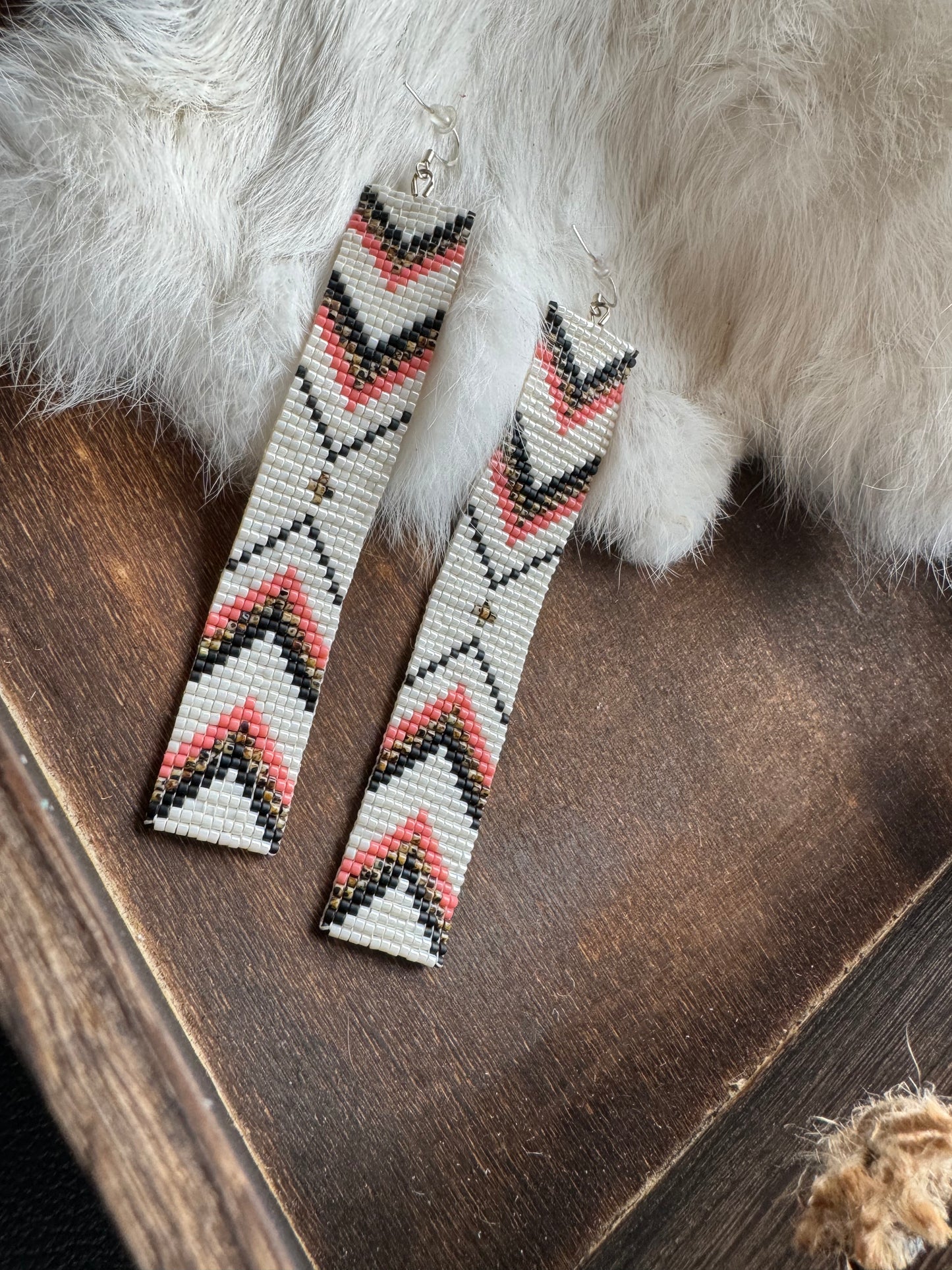 Rustic Coral Beaded Earrings