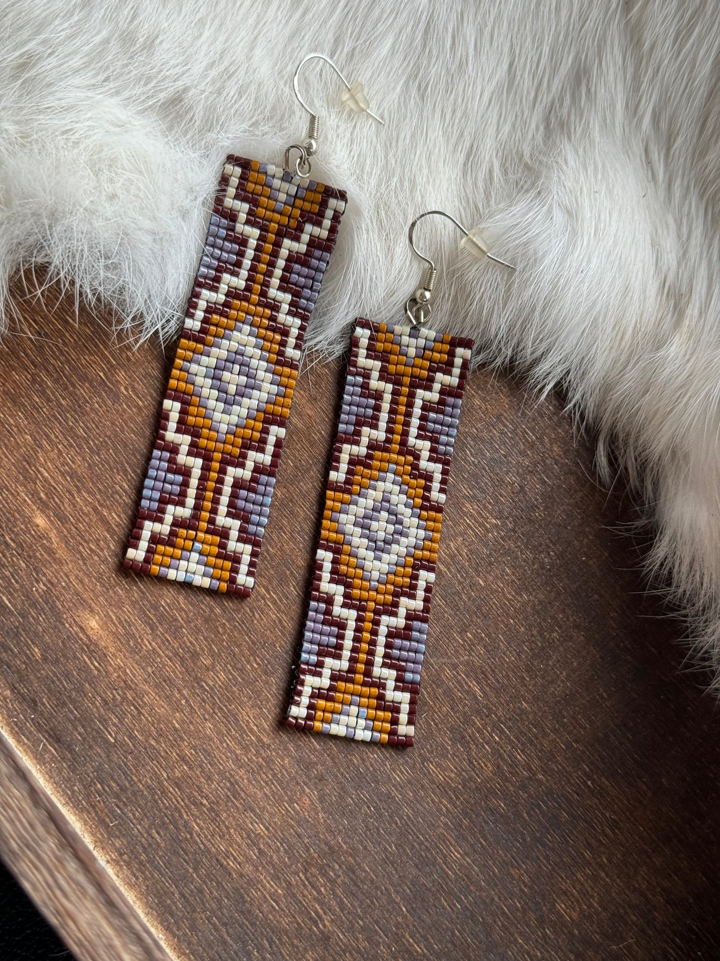 Purple Aztec Beaded Earrings