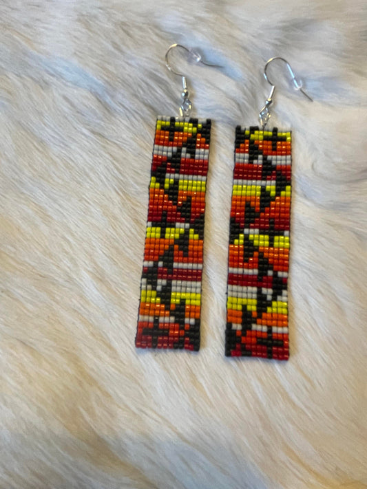 Ring of Fire Beaded Earrings